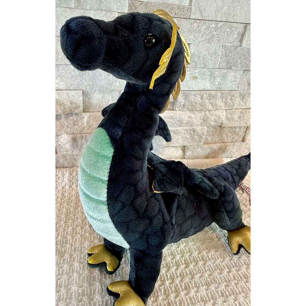 Douglas Aragon Dragon Fantasy Winged Gold Navy 17" Plush Stuffed Animal Toy